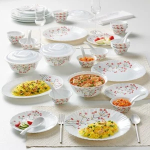 Juego de cena de opalware BOROSIL Red Bud 47 piezas blanco - Imagen 1 de 11