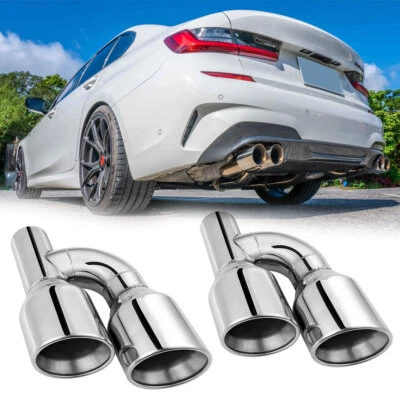 PARA 2019-25 G20 M340i 330i INO INOXIDABLE CUÁDRUPLE ESCAPE PUNTA acero inoxidable cromo pulido Foto 1 de 4
