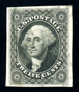 #17, 12c Black, USED, XF/S, intense color, 2005 PSE (graded 95), 2024 SMQ $1,150