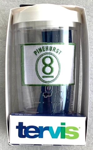 PINEHURST #8  EMBROIDERED PATCH  TERVIS TUMBLER  16 oz WITH LID  MADE in the USA Cover