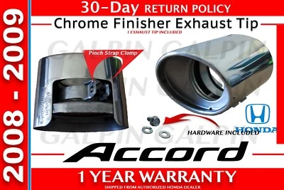 Punta de escape cromada genuina OEM Honda Accord 2008-2009 estilo abrazadera 04183-TA1-305 Foto 1 de 4
