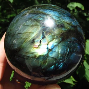 FULL SPECTRUM LABRADORITE SPECTROLITE POLISHED WIZARD CRYSTAL SPHERE MADAGASCAR - Picture 1 of 8