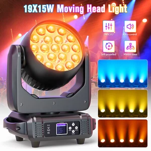 19x15W LED Moving Head Light RGBW Zoom Beam Stage Wash Lighting Party DJ Show - Picture 1 of 14