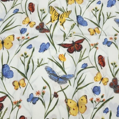 Butterfly Jennifer Sampou White  Nature Collection Robert Kaufman 1/2 yard - Image 1 of 4