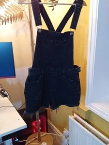 Bershka Washed black new shorts dungarees distressed Medium 28 - Picture 1 of 12