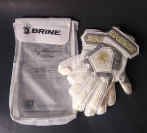 Brine King Match 3X Soccer Goalkeeper Gloves White Gold Sz 8 Football Goalie - Picture 1 of 9
