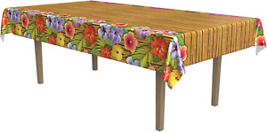 Beistle Plastic Disposable Rectangular Luau Table Cover Hawaiian Tropical Party