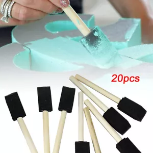 20X 1'' Foam Sponge Brushes Wooden Handle Painting Drawing Art Craft Draw - Picture 1 of 9