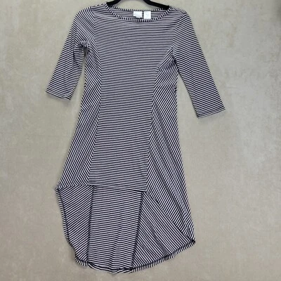 Vestido firmado en D Disney Niñas Blanco y Negro Rayas Alto Bajo Manga 3/4 Talla Med Foto 1 de 4