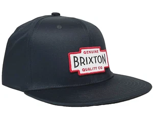 Brixton BOWEN Cap BLACK Snapback Wicking WHITE Brixton Patch Flat Bill OSFA New - Picture 1 of 13