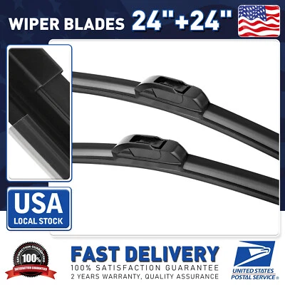 For Dodge Ram 3500 2002-2008 Front Bracketless Windshield Wiper Blades 24"/24" — 第 1/4 张图片