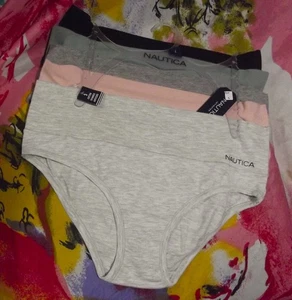 5 NEW NAUTICA NT1008 5PKA COMFORT WAISTBANDS COTTON HIPSTER PANTIES L - Picture 1 of 2