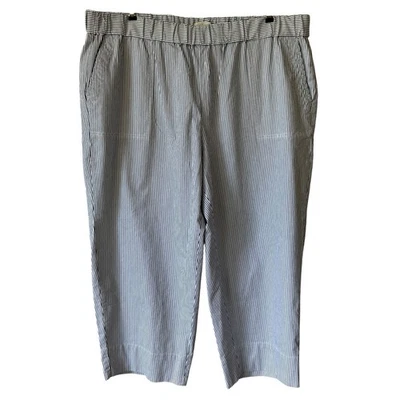 Talbots Size 3X Vertical Stripe Pants Pull On Cropped Nautical Comfort Stretch - Image 1 of 4