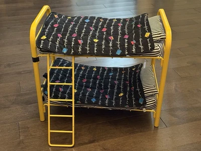 American Girl Doll Bunkbed, Mattresses, Sleeping Bag, Pillows Yellow Metal 1997 - Image 1 of 4