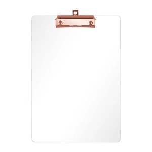 Thick Acrylic Clear Clipboard Rose Gold Clip Hidden Hanging Hole 1PC A4 - Picture 1 of 8