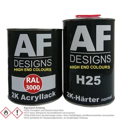 ALEX FLITTNER DESIGNS 2K Lack Set RAL 3000 FEUERROT glänzend matt Holz Maschinen Industrielack LKW NFZ