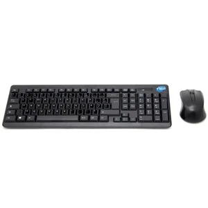 Wireless Mouse And Keyboard Kit With Stickers French Layout FR AZERTY Black - Picture 1 of 6