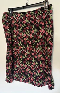 Vintage Studio Floral Skirt Size Large Women’s Pink Black Skirt Knee Length - Picture 1 of 6