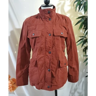 LL Bean Signature Waxed Utility Field Jacket Womens S Rust Red Orange Pockets - Image 1 of 4