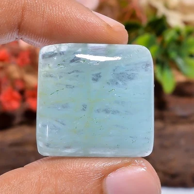 Piedra preciosa suelta cabujón espiritual aguamarina cuadrada natural de 47 quilates 26X25X7 mm Foto 1 de 4