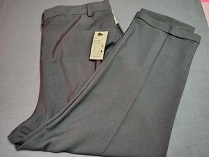 Pantalones de vestir Haggar para hombre 48/30 gris mediano cintura flexible grande y alta negocios con puños nuevos con etiquetas - Imagen 1 de 13