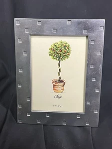 VINTAGE SOLID PEWTER 5 X 7” CHECKERBOARD PATTERN PICTURE PHOTO FRAME - Picture 1 of 8