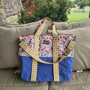 Matilda Jane Going Somewhere Tote Bag 21x16 Floral Tote Adjustable Yellow Blue - Picture 1 of 6