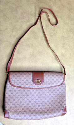 Bolsa de ombro Gucci vintage bolsa tiracolo micro GG aba marrom Itália - Imagem 1 de 4