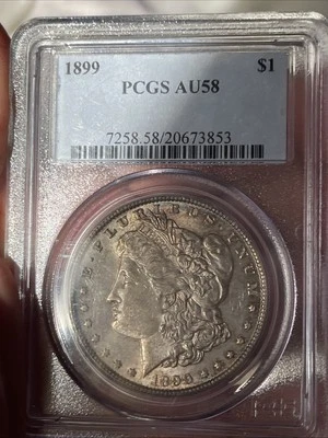 1899 Morgan Silver Dollar PCGS AU 58 - Image 1 of 4