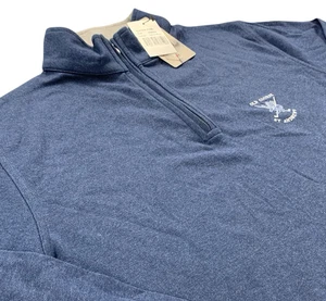 Cutter And Buck Mens Old Course St Andrews 1/4 Zip Mock Neck Sweater Size M Navy - Picture 1 of 10