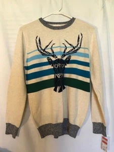 CAT & JACK - MOOSE MULTI-COLOR STRIPE SWEATER - L 12/14 & XL 16 - Picture 1 of 2