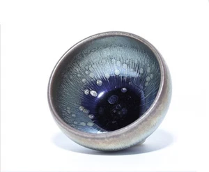 190914-34 Jianzhan Chinese Yuteki glaze TEA BOWL Tenmoku chawan Tea Ceremony - Picture 1 of 5