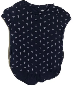 Girls Old Navy High Low Slit Anchor Top Shirt Size XS (5) Navy Blue Nautical - Picture 1 of 6