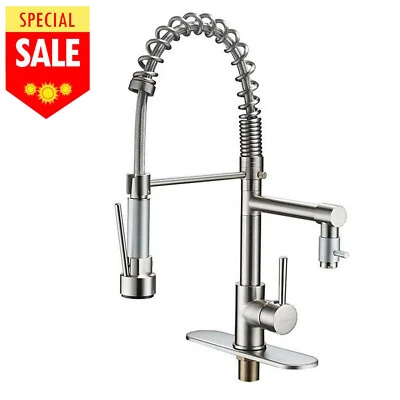 SENLESEN Commercial Kitchen Faucet Single Handle Swivel Brushed Nickel Pull Down Sprayer