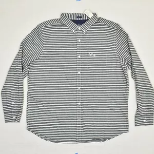 NEW American Eagle Men Button Down Shirt Stripe Cotton Gray Size 3XL Prep Fit - Picture 1 of 8