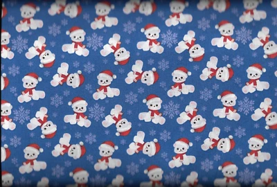 45" 100% cotton novelty fabric "Christmas Bear" by MDG Designs