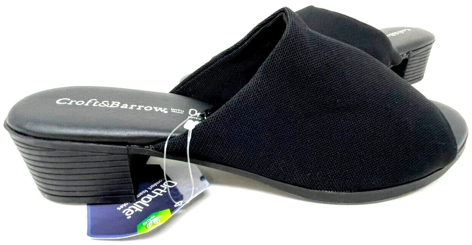 Croft & Barrow 女式 Kiosk Ortho 弹力拖鞋凉鞋黑色尺寸:6 186O — 第 1/4 张图片