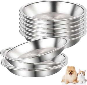 6 Pcs Stainless Steel Cat Bowls Shallow Wide Food Bowls for Cats Replacement ... - Picture 1 of 7