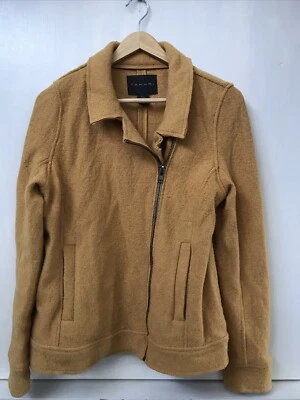 Chaqueta Tahari Para Mujer Mezcla de Lana Hervida Estilo Moto Bolsillos Asimétricos con Cremallera Talla S Foto 1 de 3