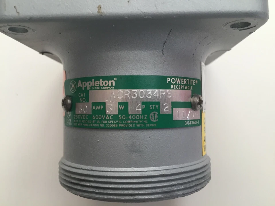 Appleton ACR3034RS Powertite Receptacle Aluminum 30A 3W 4P STY 2 - Image 1 of 4