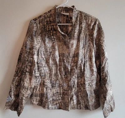Chico's Jacket Size 1 Unlined Lightweight Python Princess Marcella Neutral New - Image 1 of 4