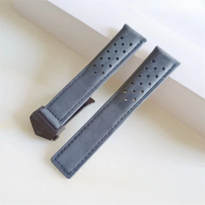 Pulsera de cuero de vaca cepillado de lujo correa de reloj de cuero genuino 20/22 ajuste Tag Heuer Foto 1 de 4