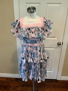 Self-Portrait rosa plissiertes Blumendruck Minikleid, Größe 6 (US) 10 (UK) neu mit Etikett - Bild 1 von 9