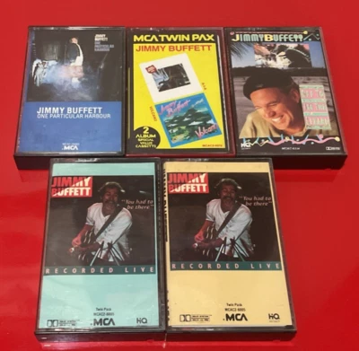 Jimmy Buffett-5 Cassette Lot-A1A, Volcano, You Had To Be There, Harbour, Lizard - Image 1 of 3