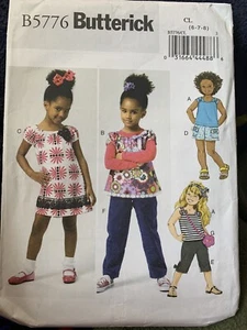 Sewing Pattern Butterick B5776 Girls Top Dress Shorts Pants Bag, Sizes 6-8 UC FF - Picture 1 of 2