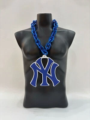 New York Yankees Big Chain Necklace Oversized 7x7” EVO Foam Logo  Blue or Silver - Image 1 of 3