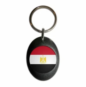 Egypt Flag Plastic Oval Key Ring (43mm x 32.5mm) - Picture 1 of 10