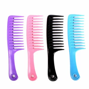 UK Large Wide Toothed Comb Curly Hair Hairdressing Tool Detangler Wet Hair Brush - Picture 1 of 12