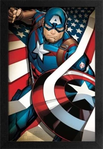 CAPTAIN AMERICA FLAG 13x19 FRAMED GELCOAT POSTER MARVEL COMICS MOVIES AVENGERS!! - Picture 1 of 2