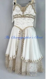 Professionelles Erwachen der Flora weiß Elfenbeingold Kristall Kleid Tutu Kostüm XS - Bild 1 von 10